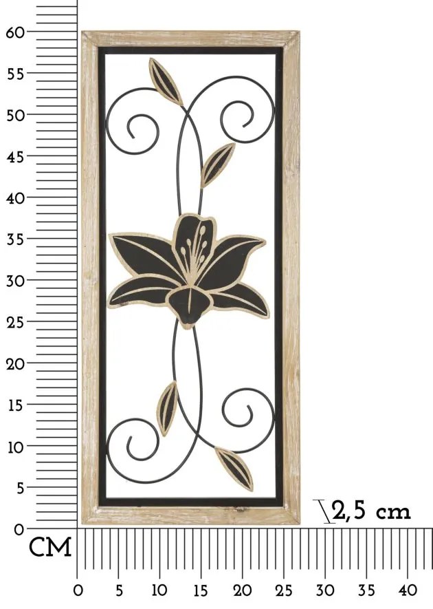 PAINEL DE PAREDE DE FERRO/MADEIRA KOMAN 26X2,5X60 CM CASTANHO E PRETO