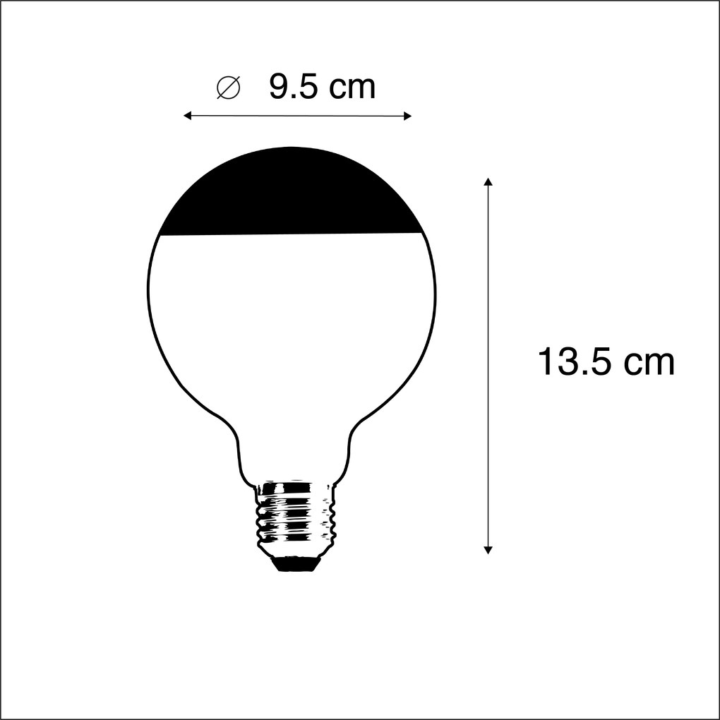 Conjunto de 5 E27 regulável LED lâmpada de filamento espelho G95 preto 550lm 2700K