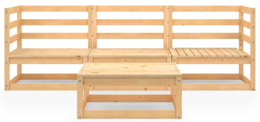 4 pcs conjunto lounge de jardim pinho maciço