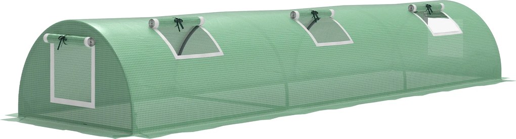 Outsunny Estufa Pequena para Cultivo de Plantas com 5 Janelas Estrutura em Aço e Cobertura de PE Anti-UV 300x80x45 cm Verde | Aosom Portugal