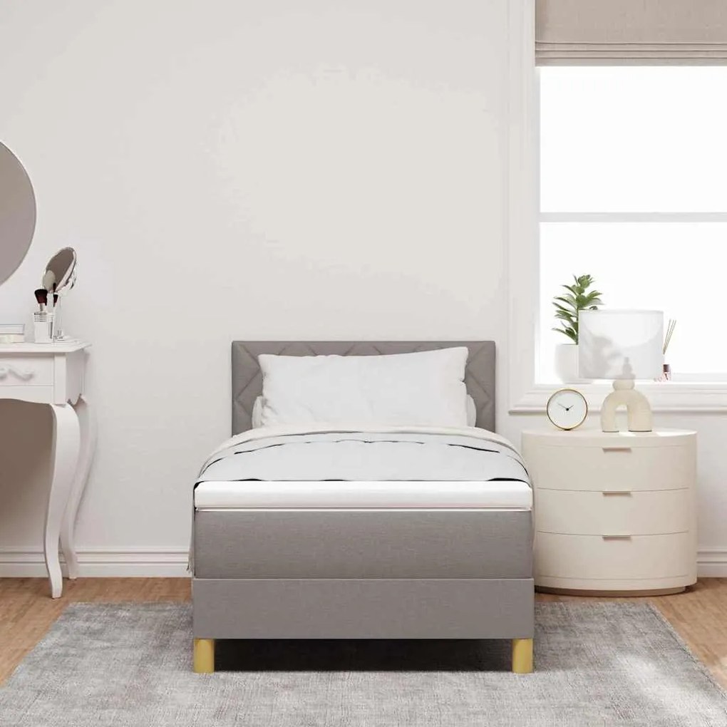 Cama Box com Colchão Taupe 90x200 cm Tecido