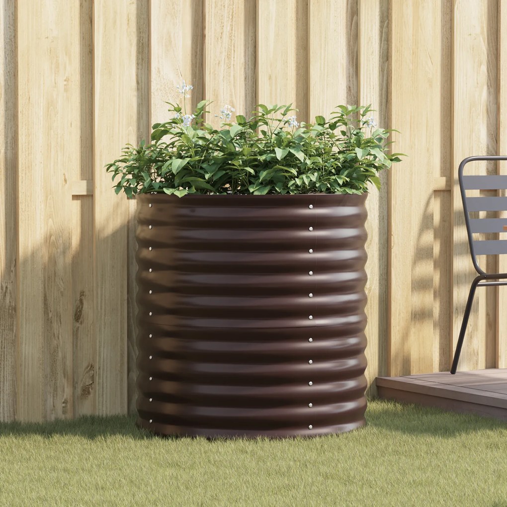 vidaXL Canteiro Elevado para Jardins - Castanho 80x80x81 cm Aço Galvanizado
