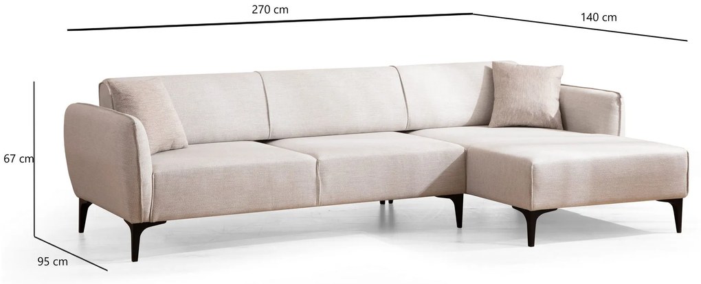 Sofá de Canto Belissimo – Off White – 270 x 140 cm