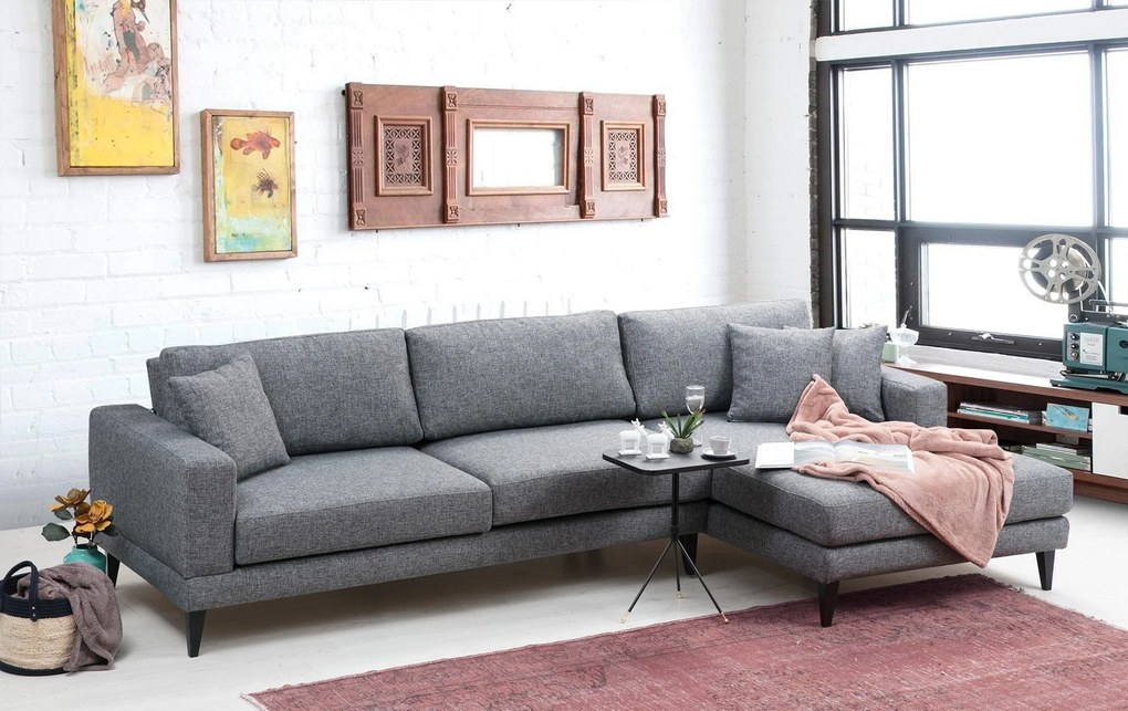 Sofá-Cama de Canto Nordic – Cinzento Escuro – 303 cm x 160 cm