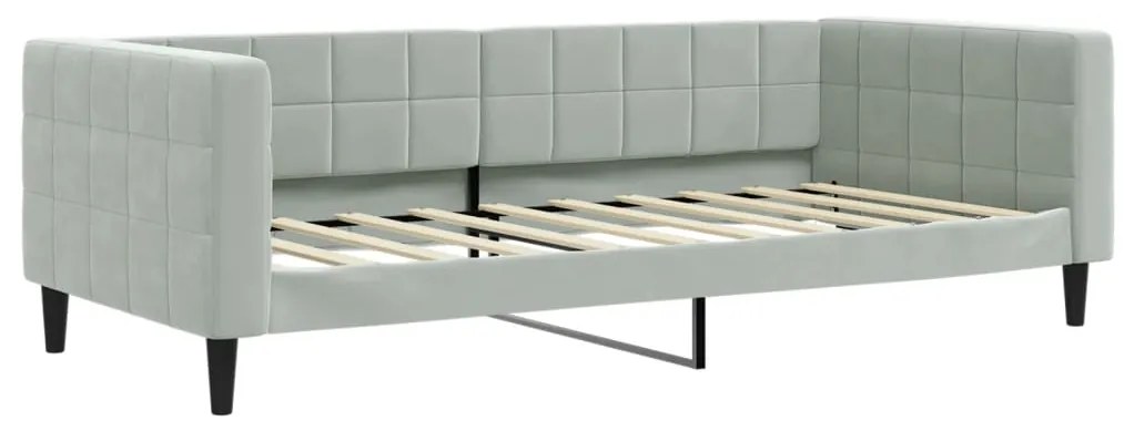 Sofá-cama com colchão 90x190 cm veludo cinzento-claro