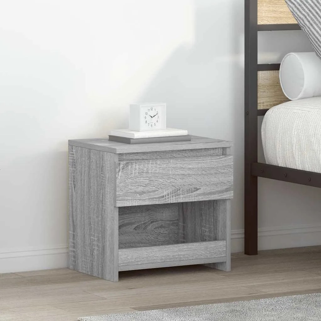 Mesa cabeceira 2pcs 40x30x39cm derivado madeira cinzento sonoma