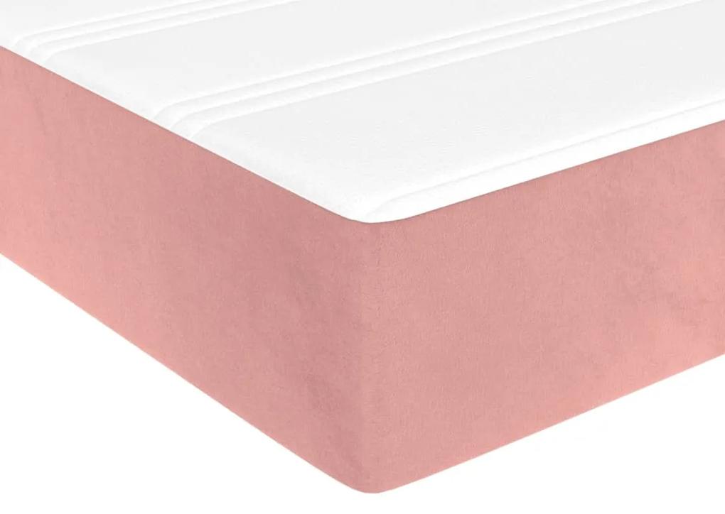 Cama com molas/colchão 200x200 cm veludo rosa