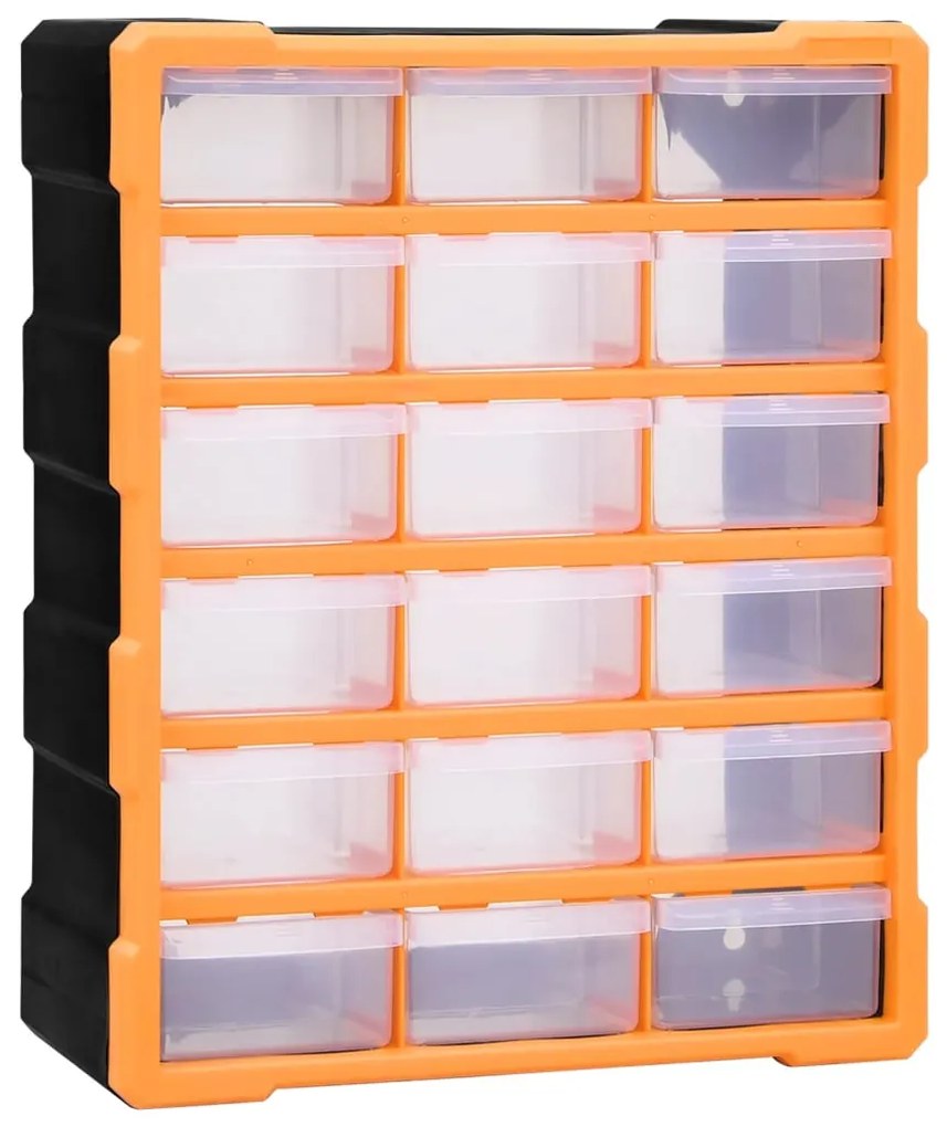149597 vidaXL Caixa organizadora com 18 gavetas médias 38x16x47 cm