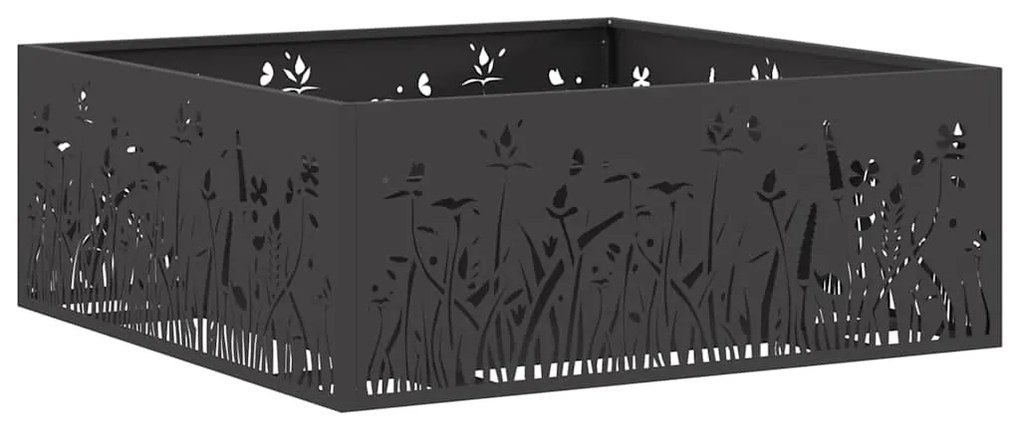 Fogueira Quadrada vidaXL Preta 80x80x30 cm Aço