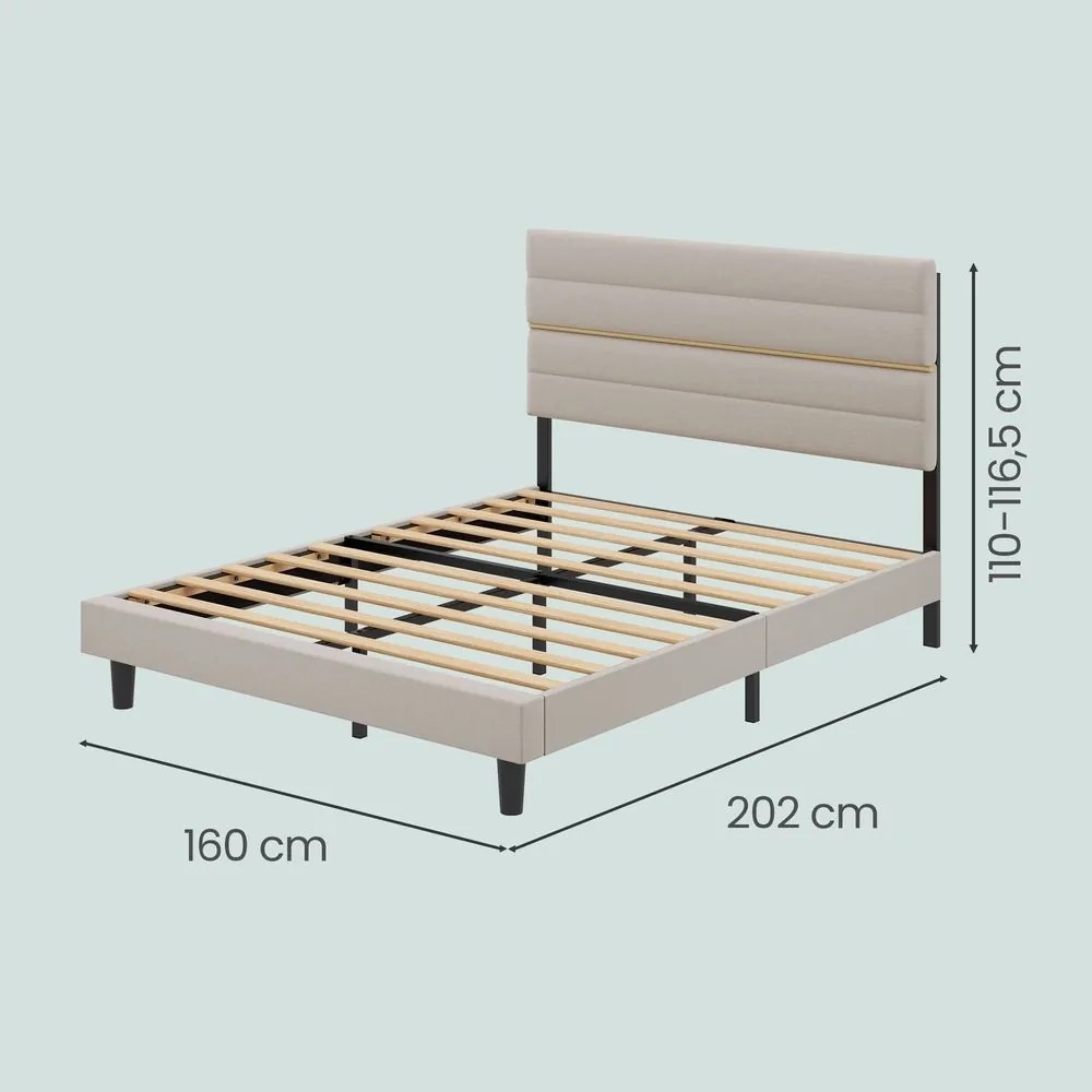 Estrutura de cama de casal, adequada para colchões de 160 x 200 cm (NÃO INCLUIDO) bege