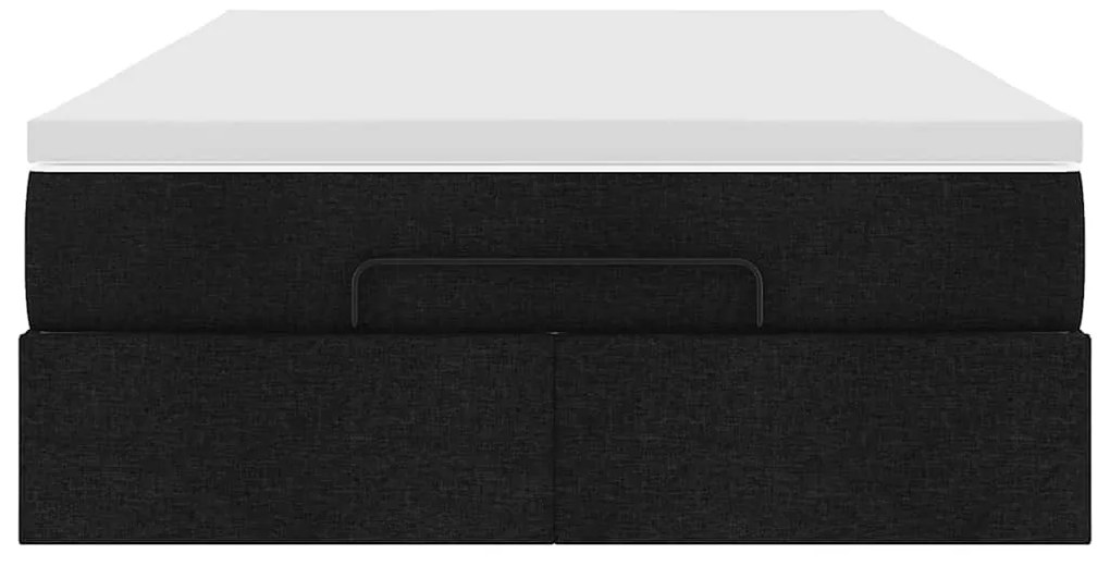 Estrutura de cama otomana com colchão preto 120x190 cm tecido