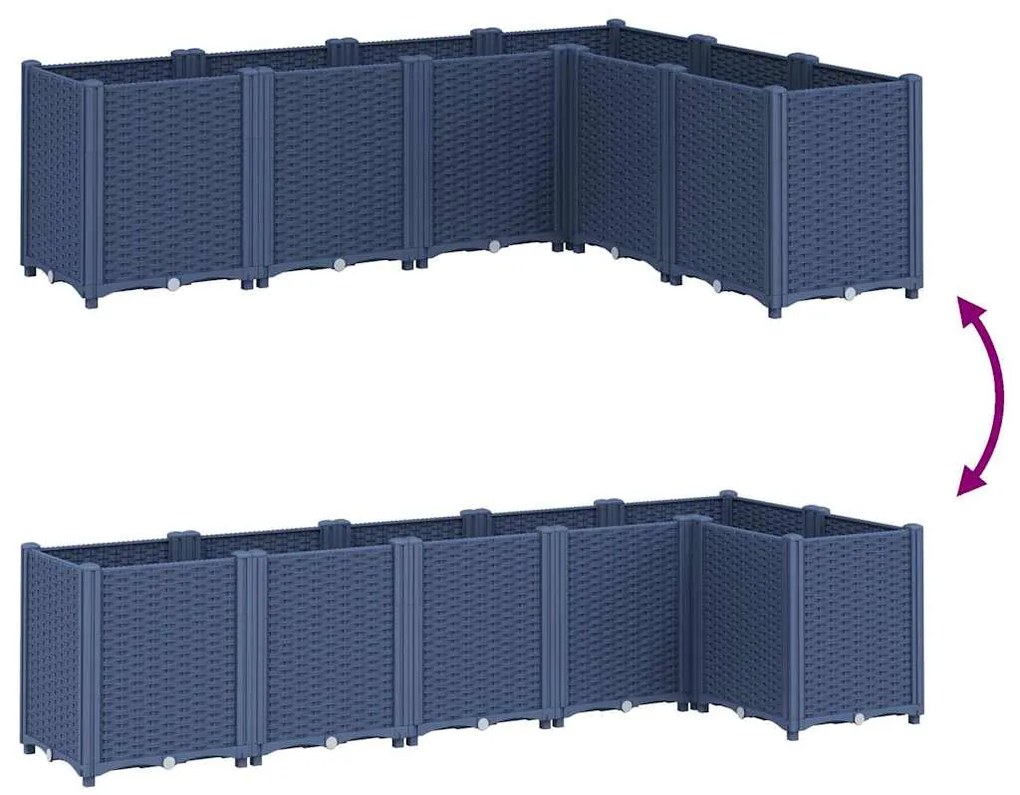 Vaso/floreira 160x120x53 cm PP cinzento azul