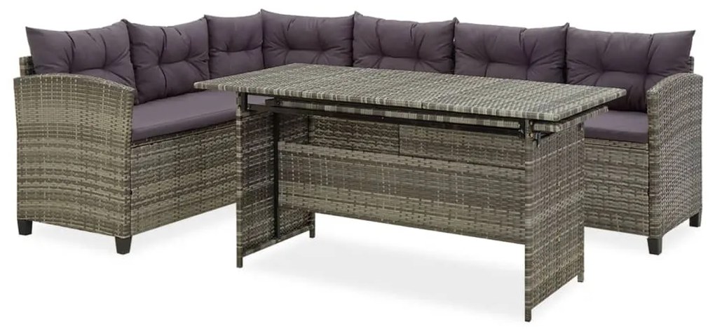 vidaXL 2 pcs conjunto lounge de jardim c/ almofadões vime PE cinzento