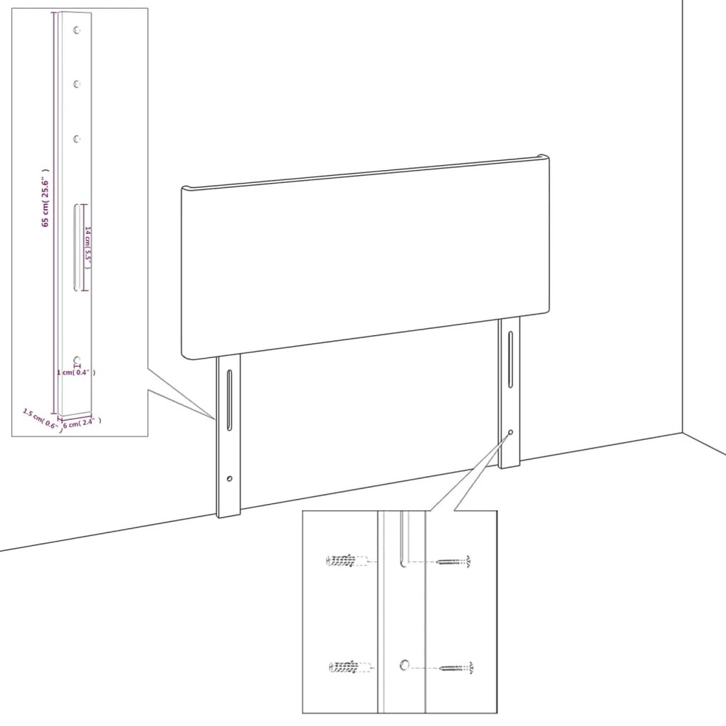 Cabeceira de cama c/ abas tecido 83x16x78/88 cm cinzento-escuro