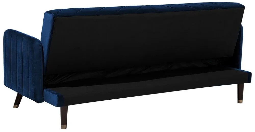 Sofá-cama de 3 lugares em veludo azul marinho SENJA Beliani
