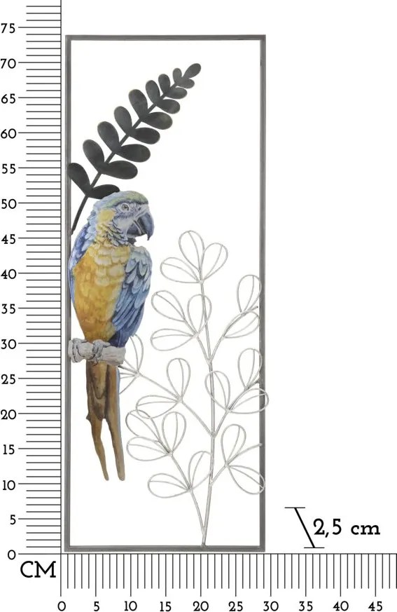 PAINEL DE PAREDE DE FERRO PAPAGAIO 28,6X2,5X74,3 CM MULTICOLORIDO