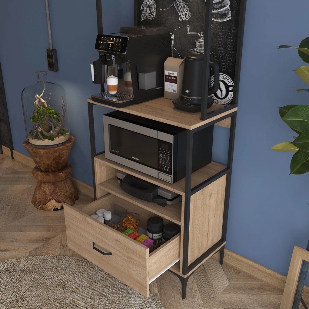 Armário Alto de Cozinha "Auri" - 70 x 190,8 x 40 cm - Nogueira - Desig