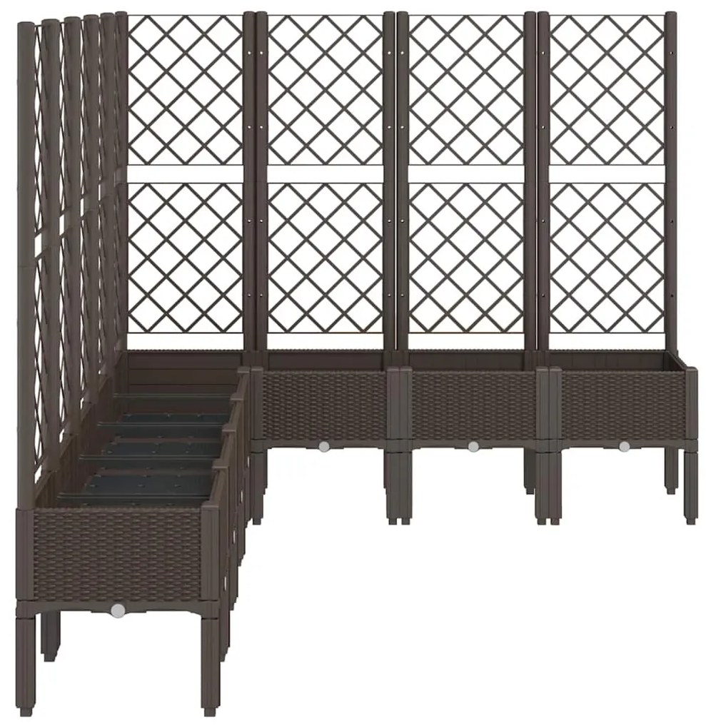 Vaso/floreira de jardim c/ treliça 200x160x142 cm PP castanho