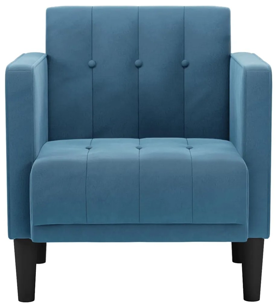Poltrona com apoio de braços 53 cm veludo azul