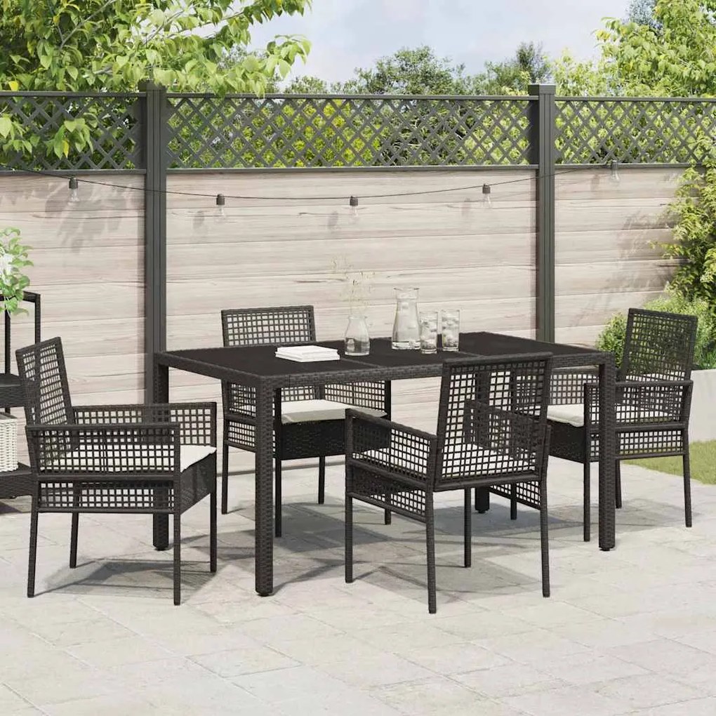 Conjunto de Jantar para Jardim 5 pcs Preto 150 x 90 x 75 cm