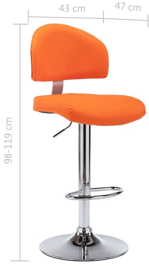 Banco de bar couro artificial laranja