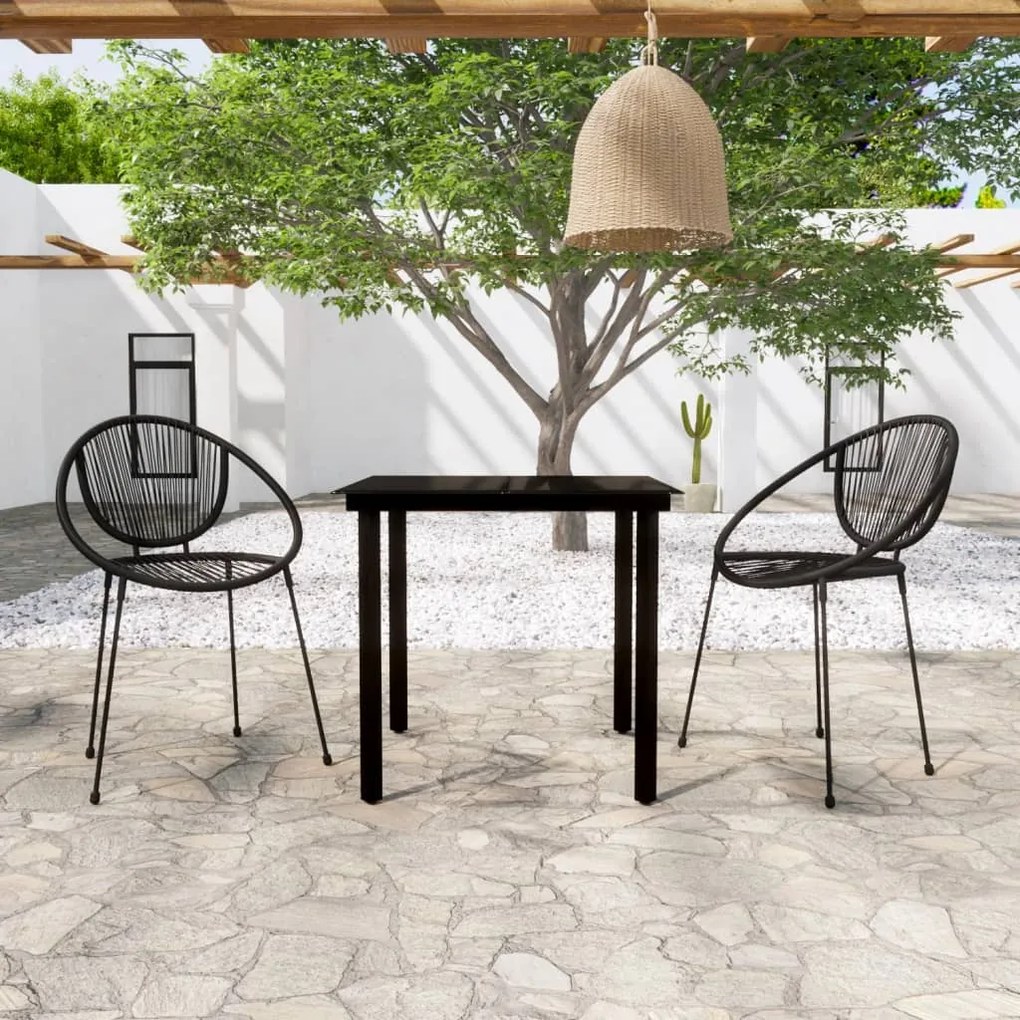 vidaXL 3 pcs conjunto de jantar para jardim preto