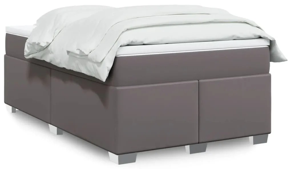 Cama boxspring com colchão 120x190 cm couro artificial cinzento