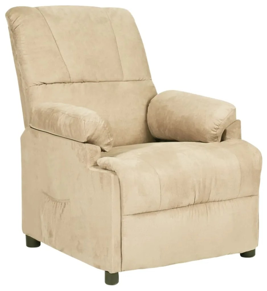 324051 vidaXL Cadeira reclinável camurça artificial creme