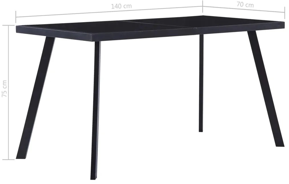 Mesa de jantar 140x70x75 cm vidro temperado preto