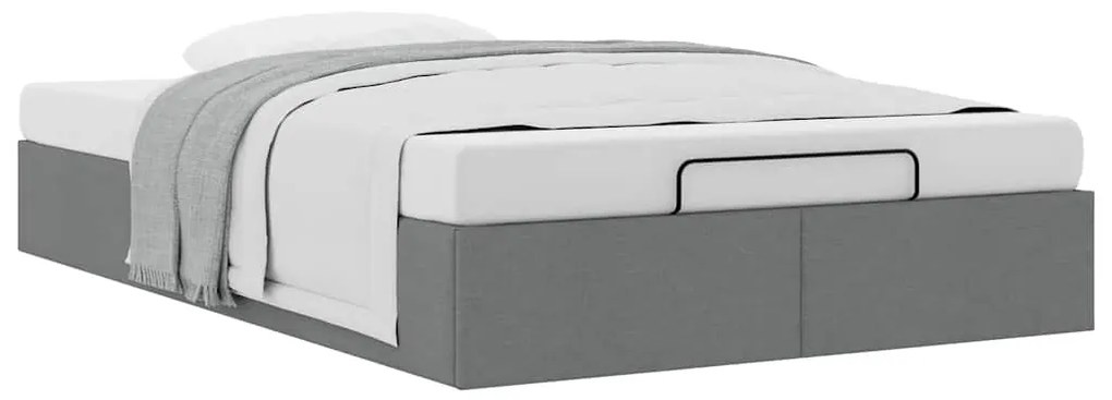 Estrutura de cama otomana sem colchão cinza escuro tecido