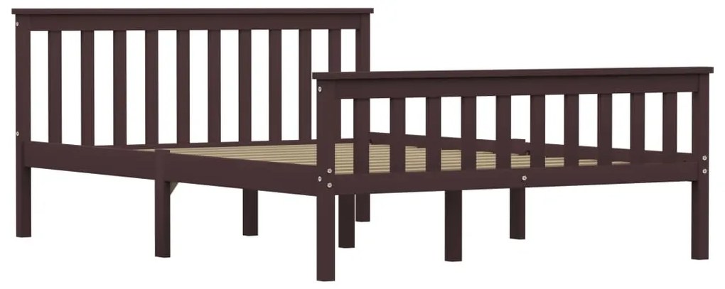 Estrutura de cama 140x200 cm pinho maciço castanho-escuro