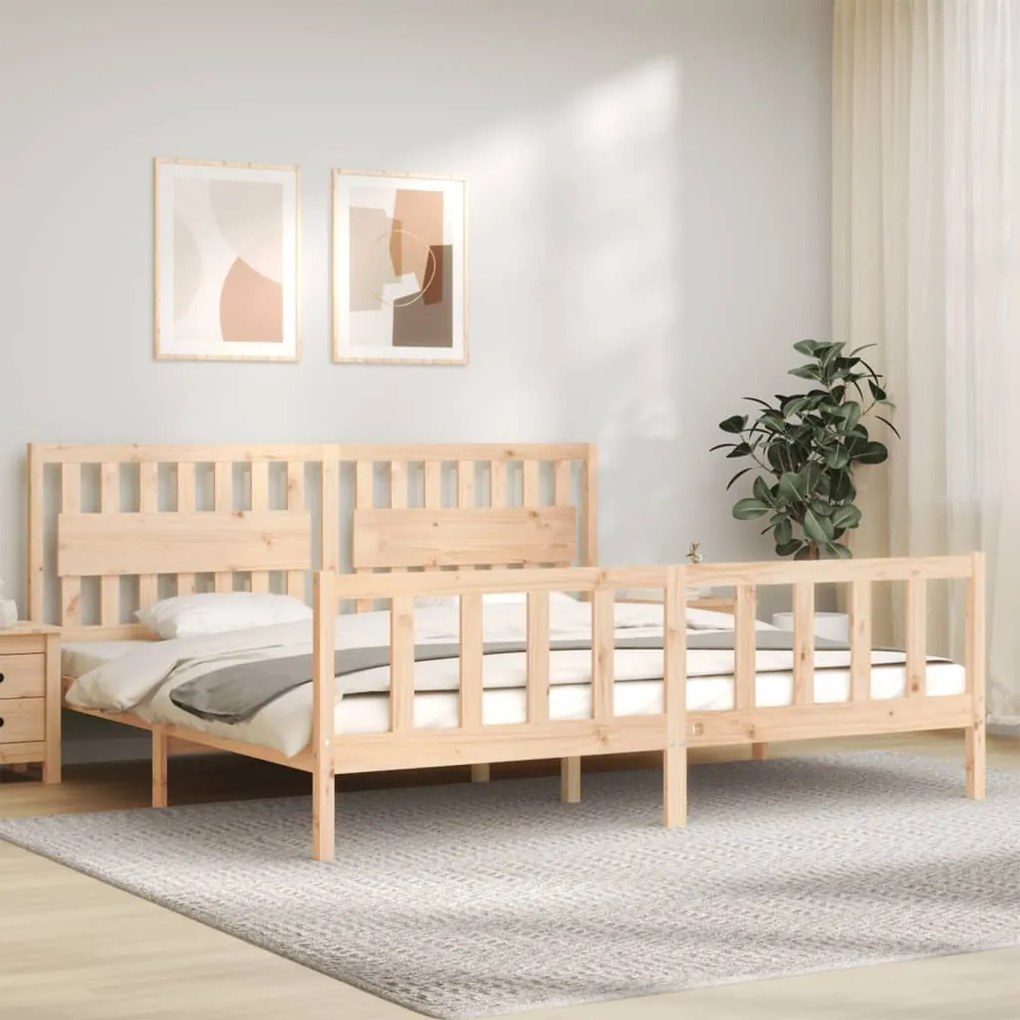 3192446 vidaXL Estrutura de cama com cabeceira 200x200 cm madeira maciça