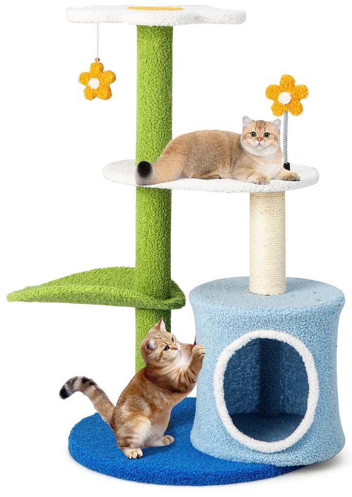 Casa para gatos de 3 andares com arranhador para gatos internos