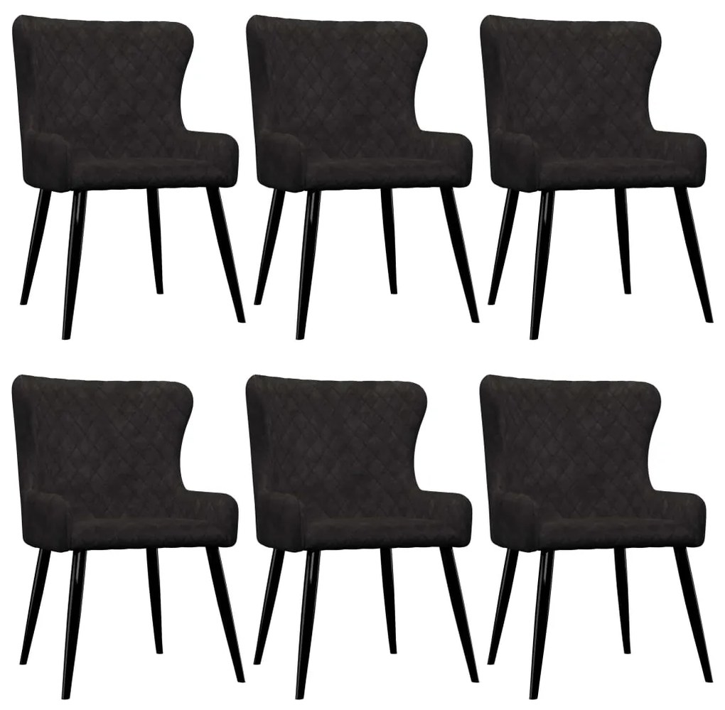 vidaXL Cadeiras de jantar 6 pcs veludo preto