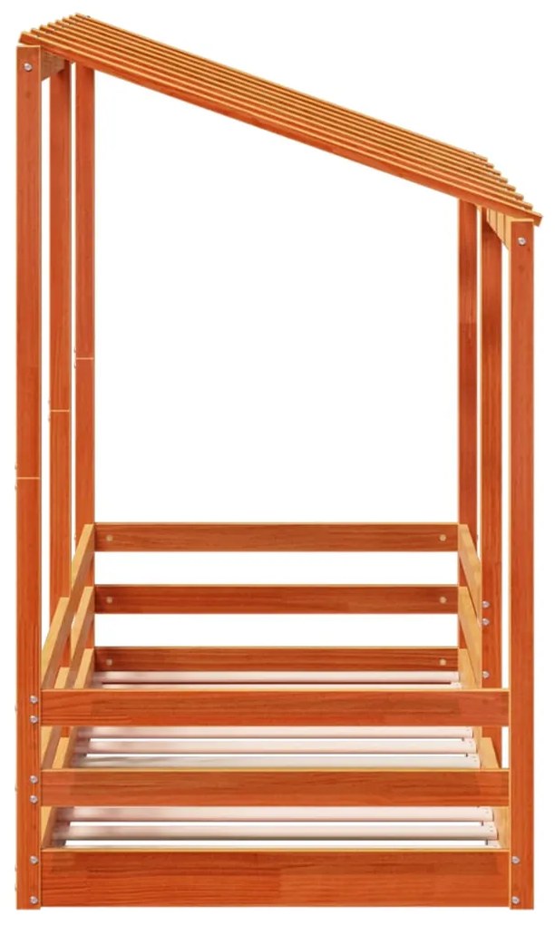 Cama infantil c/ telhado 90x190 cm pinho maciço castanho-mel