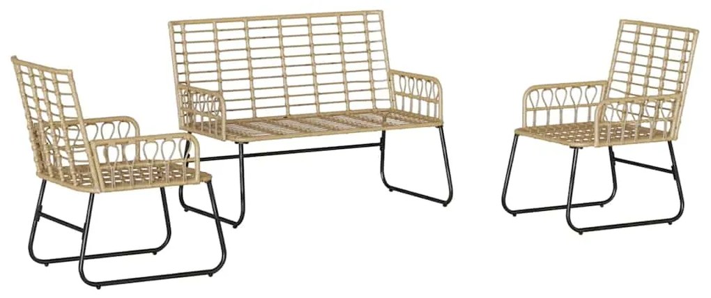 Conjunto de Jantar para Jardim 3 pcs Preto, Antracite