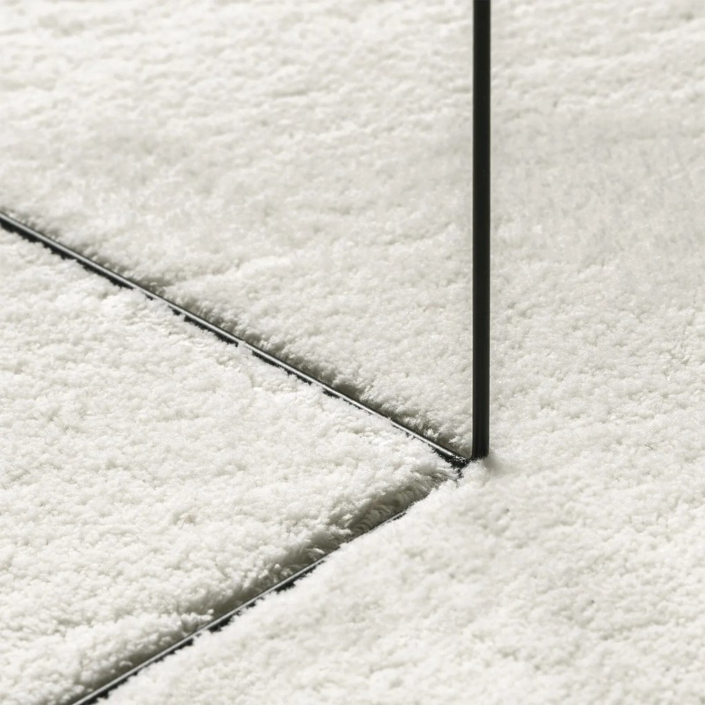Tapete de Área Creme 100x200 cm Poliéster Antiderrapante
