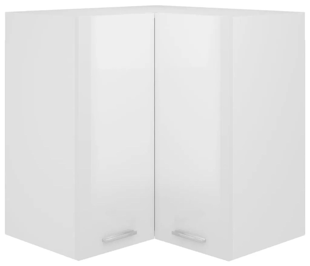 806395 vidaXL Armário de canto parede 57x57x60 contraplacado branco brilhante