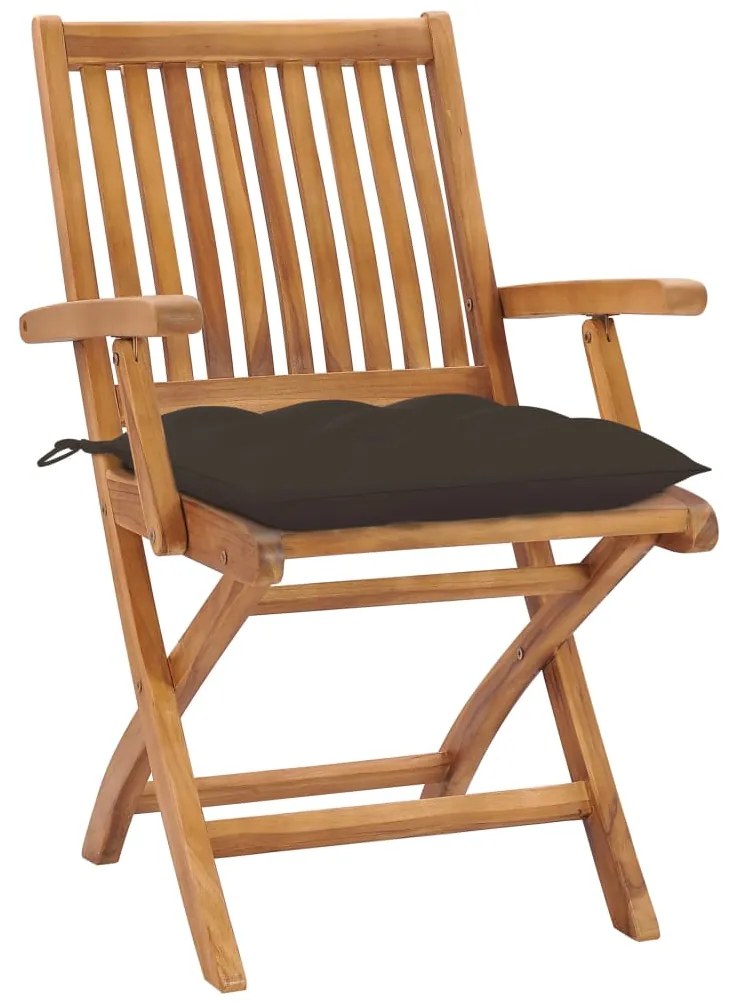 Cadeiras jardim almofadões cinza-acastanhado 2 pcs teca maciça