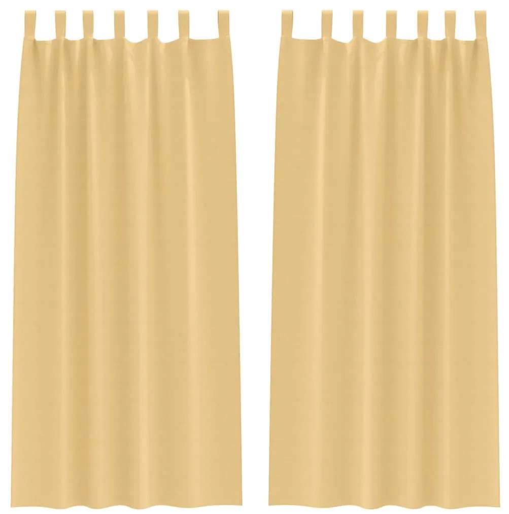 Cortinas com cortinas 2 pcs Bege 245 x 140 cm Poliéster