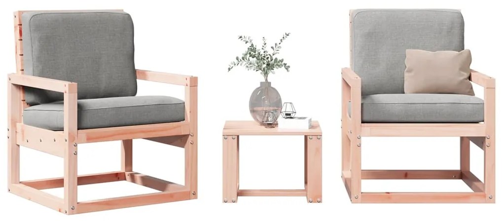 Conjunto de Jardim - 2 Poltronas e 1 Mesa- Madeira de Douglas Maciça
