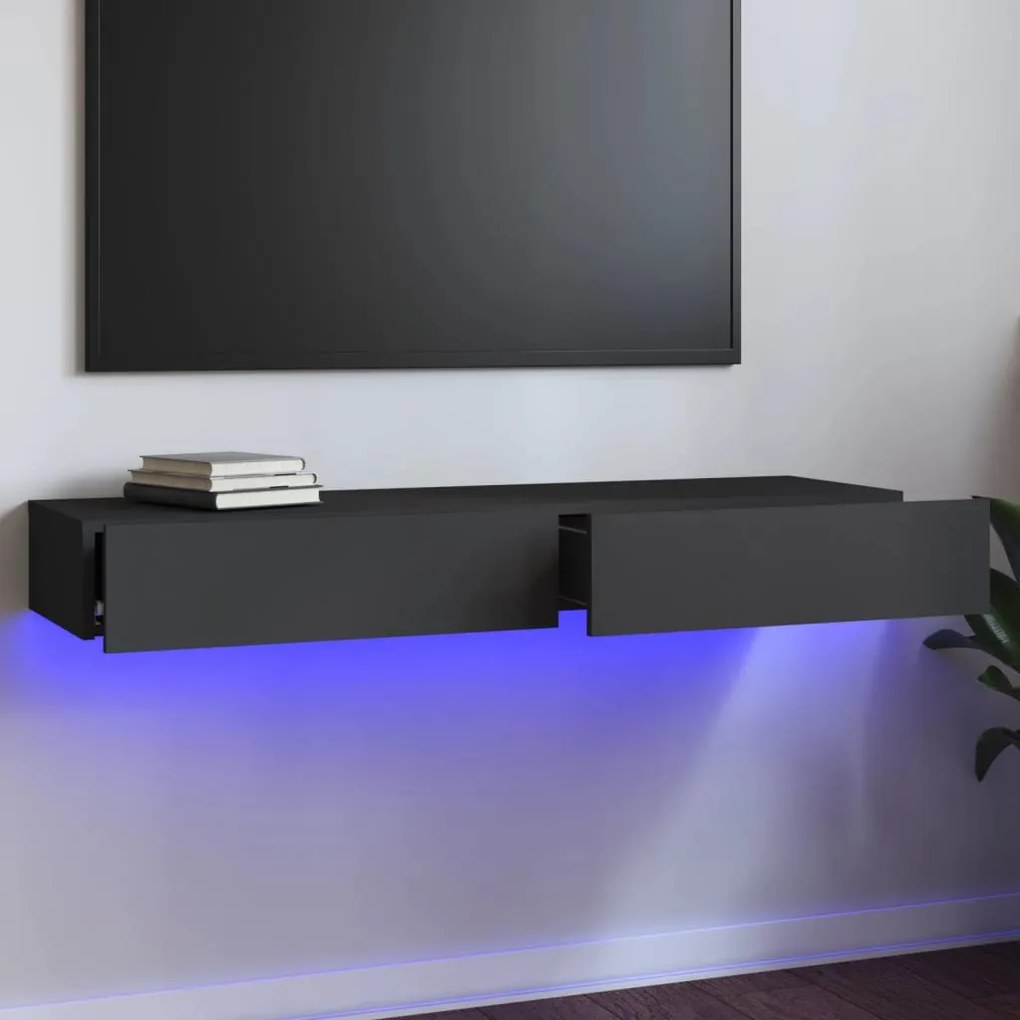 vidaXL Móvel de TV com luzes LED 120x35x15,5 cm cinzento
