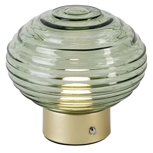 LED Candeeiro de mesa latão vidro verde recarregável - Lexie Moderno