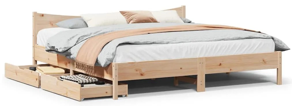 vidaXL Estrutura de cama c/ gavetas 180x200 cm madeira de pinho maciça