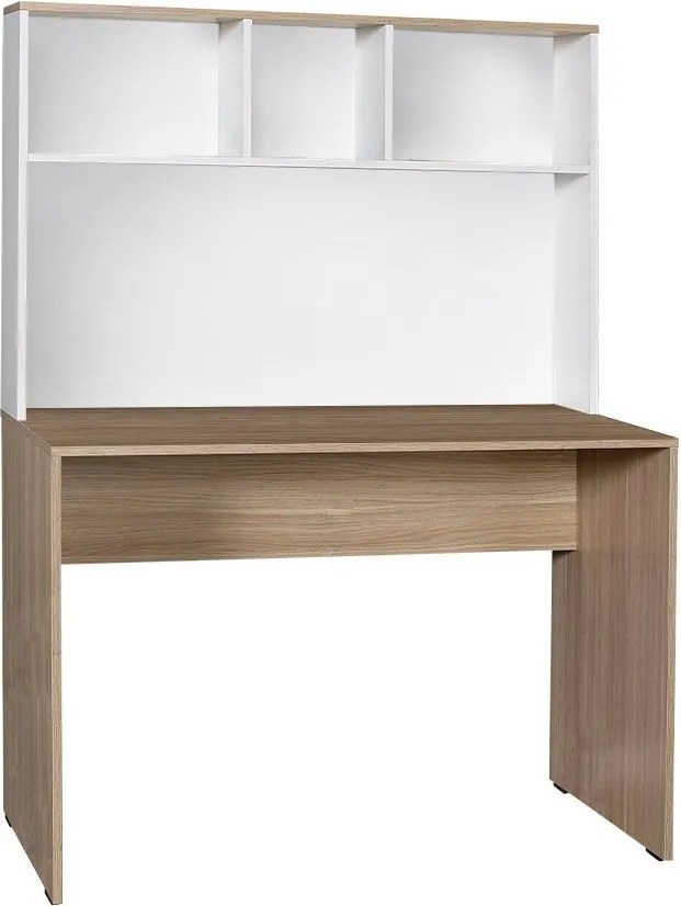 Secretária "Turvis" com Estante - 110 x 149 x 52 cm - Carvalho e Branc