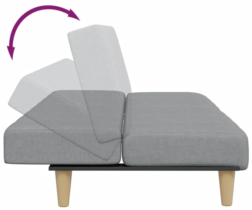Sofá-cama de 2 lugares c/ apoio de pés tecido cinzento-claro