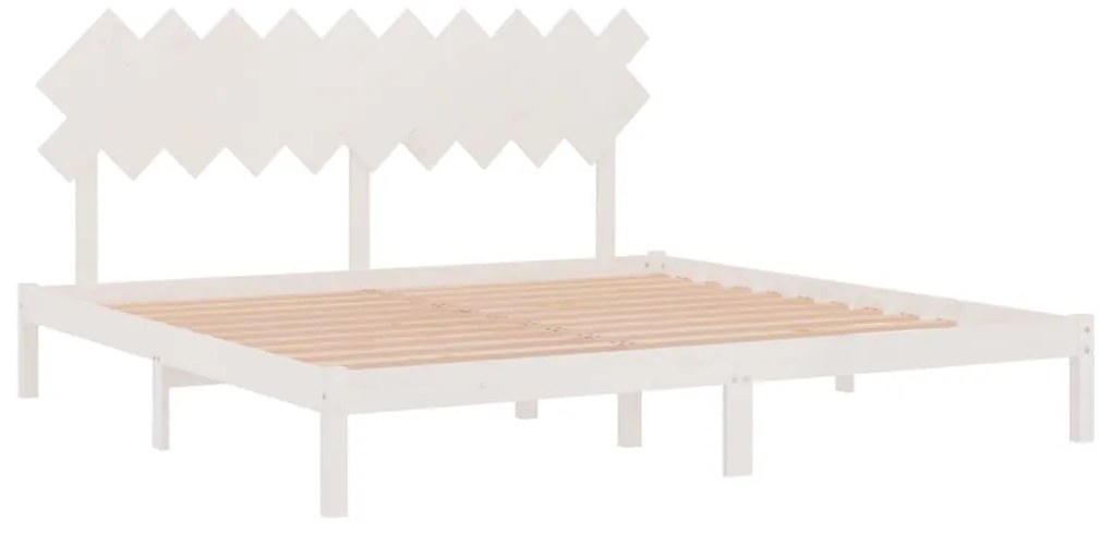 Estrutura de cama 200x200 cm branco madeira maciça