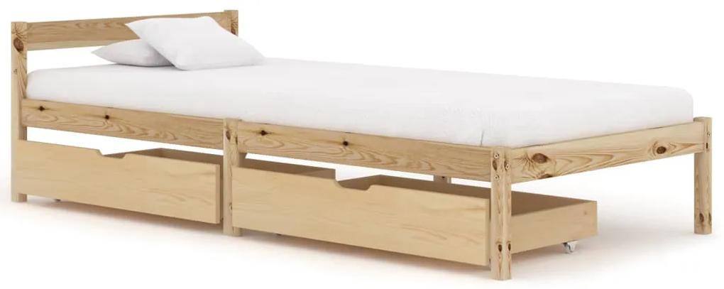 3060327 vidaXL Estrutura de cama com 2 gavetas 90x200 cm pinho maciço