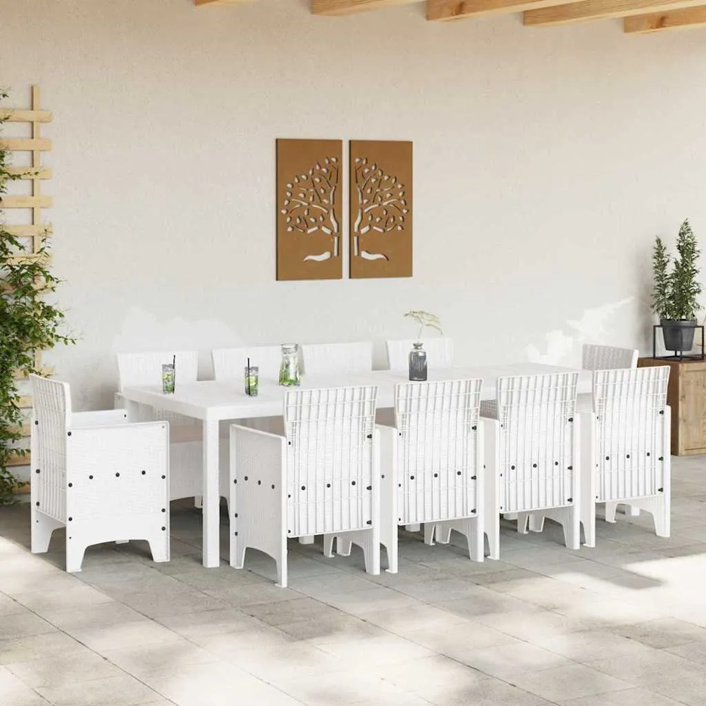 Conjunto de Jantar de Jardim 11 pcs Branco 250 x 100 x 73 cm