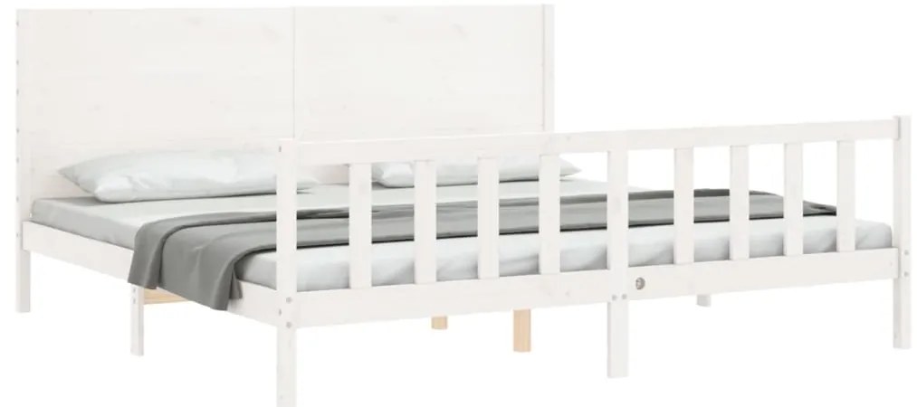 Cama sem colchão 200x200 cm madeira de pinho maciça branco